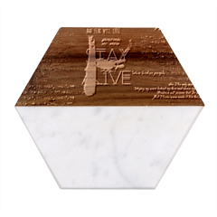 Stay Alive Marble Wood Coaster (hexagon)  by Bakwanart