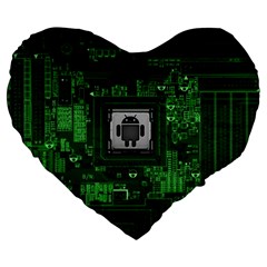 Technology Computer Chip Electronics Industry Circuit Board Large 19  Premium Heart Shape Cushions by Bakwanart