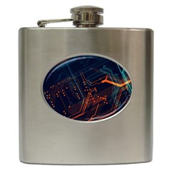 Abstract Colorful Circuit Hip Flask (6 Oz) by Bakwanart
