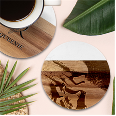 Stormtrooper Marble Wood Coaster (round) by Bakwanart