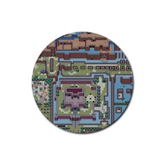 Arcade Game Retro Pattern Rubber Round Coaster (4 Pack) by Bakwanart