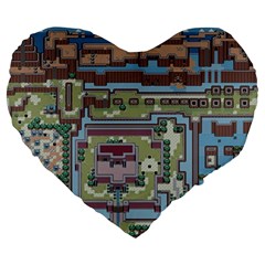 Arcade Game Retro Pattern Large 19  Premium Flano Heart Shape Cushions by Bakwanart