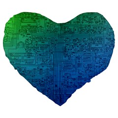 Blue And Green Circuit Board Wallpaper Circuit Board Sketch Large 19  Premium Flano Heart Shape Cushions by Bakwanart