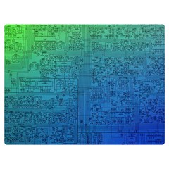Blue And Green Circuit Board Wallpaper Circuit Board Sketch Two Sides Premium Plush Fleece Blanket (extra Small) by Bakwanart