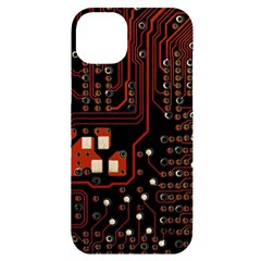 Red Computer Circuit Board Iphone 14 Plus Black Uv Print Case by Bakwanart