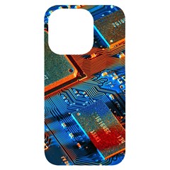Gray Circuit Board Electronics Electronic Components Microprocessor Iphone 14 Pro Black Uv Print Case by Bakwanart