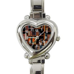 Assorted Title Of Books Piled In The Shelves Assorted Book Lot Inside The Wooden Shelf Heart Italian Charm Watch by 99art
