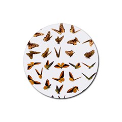 Butterfly Butterflies Insect Swarm Rubber Round Coaster (4 Pack) by 99art