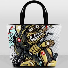 Scooter-motorcycle-boot-cartoon-vector Bucket Bag by 99art