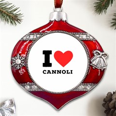 I Love Cannoli  Metal Snowflake And Bell Red Ornament by ilovewhateva