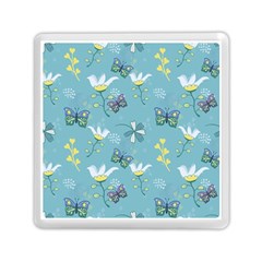 Butterfly Flower Blue Background Memory Card Reader (square) by danenraven
