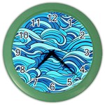 Pattern Ocean Waves Blue Nature Sea Abstract Color Wall Clock Front