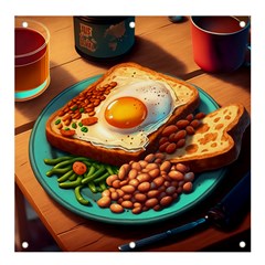 Breakfast Egg Beans Toast Plate Banner And Sign 4  X 4  by Ndabl3x