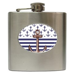 Anchor-background-design Hip Flask (6 Oz) by Wav3s