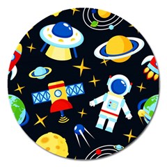 Space Seamless Pattern Magnet 5  (round) by Wav3s