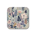 Flower Floral Pastel Rubber Square Coaster (4 pack) Front