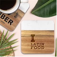 I Love Latin Food Marble Wood Coaster (square) by ilovewhateva