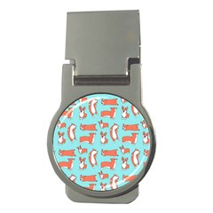 Corgis On Teal Money Clips (round)  by Wav3s