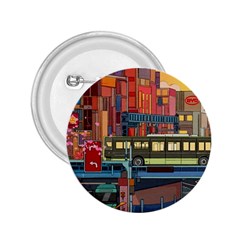 The City Style Bus Fantasy Architecture Art 2 25  Buttons by Grandong