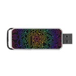 Circuit Hexagonal Geometric Pattern Background Pattern Portable USB Flash (Two Sides) Back