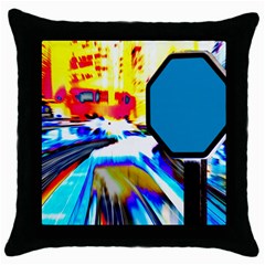Stop Retro Abstract Stop Sign Blur Throw Pillow Case (black) by Ndabl3x