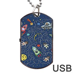 Cat Cosmos Cosmonaut Rocket Dog Tag Usb Flash (one Side) by Cowasu