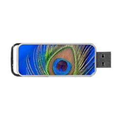 Blue Peacock Feather Portable Usb Flash (one Side) by Amaryn4rt
