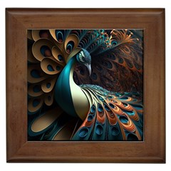 Colorful Peacock Bird Feathers Framed Tile by Vaneshop