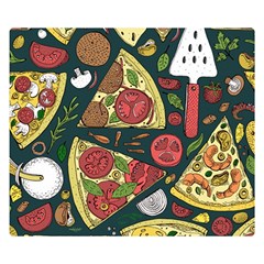 Vector-seamless-pizza-slice-pattern-hand-drawn-pizza-illustration-great-pizzeria-menu-background Premium Plush Fleece Blanket (small) by uniart180623