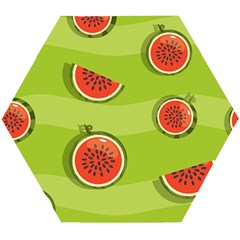 Seamless-background-with-watermelon-slices Wooden Puzzle Hexagon by uniart180623