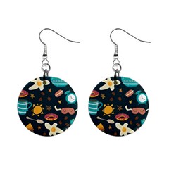Seamless-pattern-with-breakfast-symbols-morning-coffee Mini Button Earrings by uniart180623