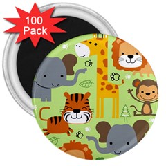 Seamless-pattern-vector-with-animals-wildlife-cartoon 3  Magnets (100 Pack) by uniart180623