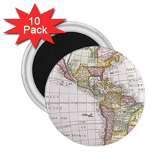 Vintage Map Of The Americas 2 25  Magnets (10 Pack)  by uniart180623