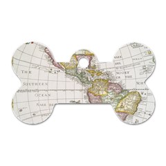 Vintage Map Of The Americas Dog Tag Bone (one Side) by uniart180623