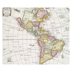 Vintage Map Of The Americas Premium Plush Fleece Blanket (small) by uniart180623