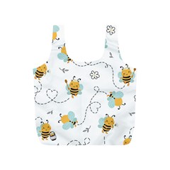 Bee Art Pattern Design Wallpaper Background Print Full Print Recycle Bag (s) by uniart180623