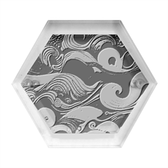 Waves Ocean Sea Abstract Whimsical Abstract Art Hexagon Wood Jewelry Box by uniart180623