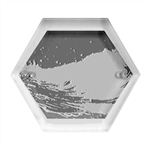 Tsunami Waves Ocean Sea Nautical Nature Water Hexagon Wood Jewelry Box Front