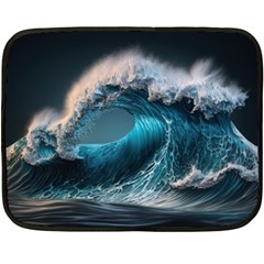 Tsunami Waves Ocean Sea Water Rough Seas Two Sides Fleece Blanket (mini) by uniart180623