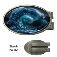 Tsunami Waves Ocean Sea Water Rough Seas Money Clips (oval)  by uniart180623