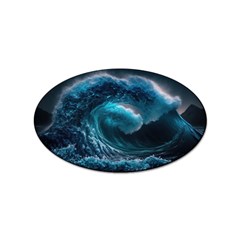 Tsunami Waves Ocean Sea Water Rough Seas Sticker (oval) by uniart180623