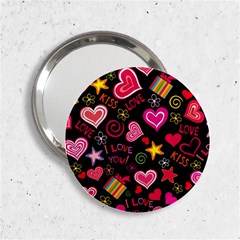 Multicolored Love Hearts Kiss Romantic Pattern 2 25  Handbag Mirrors by uniart180623