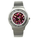 Multicolored Love Hearts Kiss Romantic Pattern Stainless Steel Watch Front