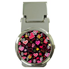 Multicolored Love Hearts Kiss Romantic Pattern Money Clip Watches by uniart180623