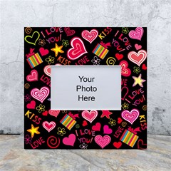 Multicolored Love Hearts Kiss Romantic Pattern White Box Photo Frame 4  X 6  by uniart180623