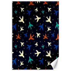 Blue Background Cute Airplanes Canvas 12  X 18  by ConteMonfrey