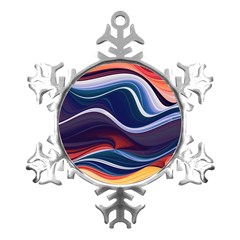 Wave Of Abstract Colors Metal Small Snowflake Ornament by uniart180623