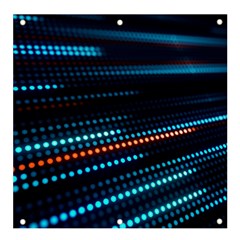 Orange Blue Dot Dots Lines Abstract Digital Art Banner And Sign 4  X 4  by uniart180623