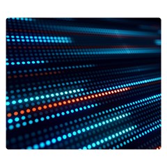 Orange Blue Dot Dots Lines Abstract Digital Art Premium Plush Fleece Blanket (small) by uniart180623