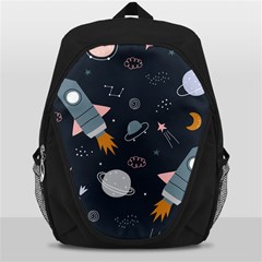 Space Background Illustration With Stars And Rocket Seamless Vector Pattern Backpack Bag by uniart180623